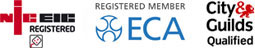 NICEIC Registered, Registered ECA Member, City & Guilds Qualified